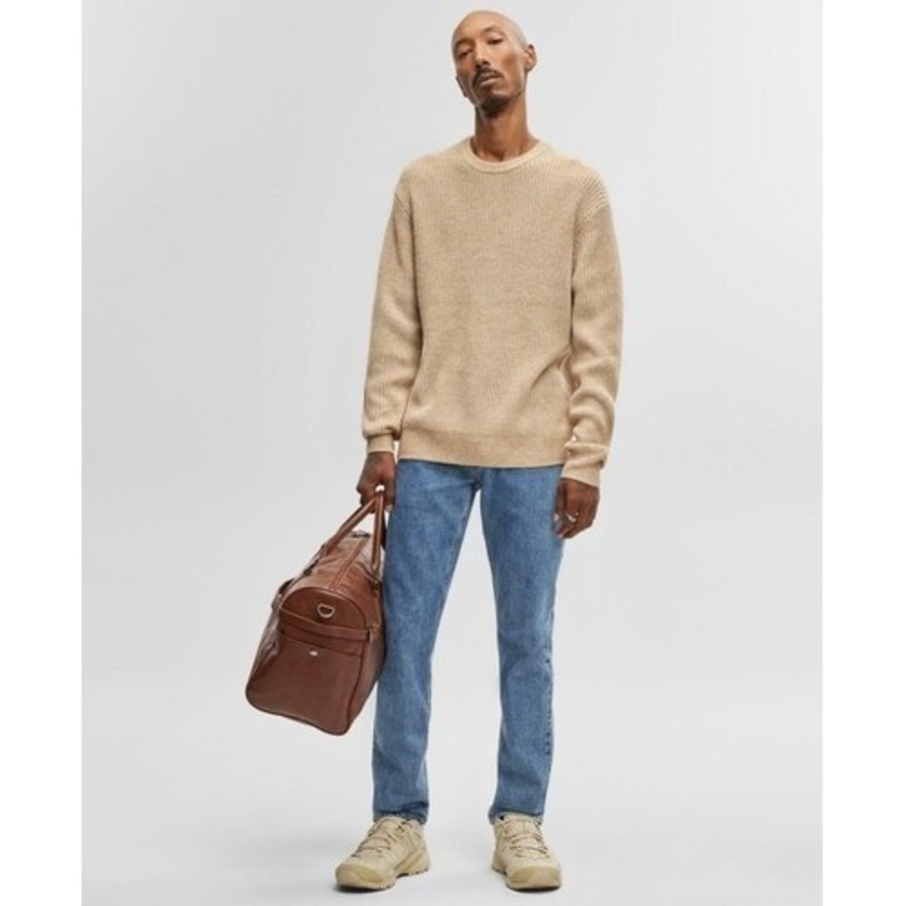 Mode‎ of One Mens Tannin Tan Cable Knit Long Sleeve Crewneck Sweater XL NEW